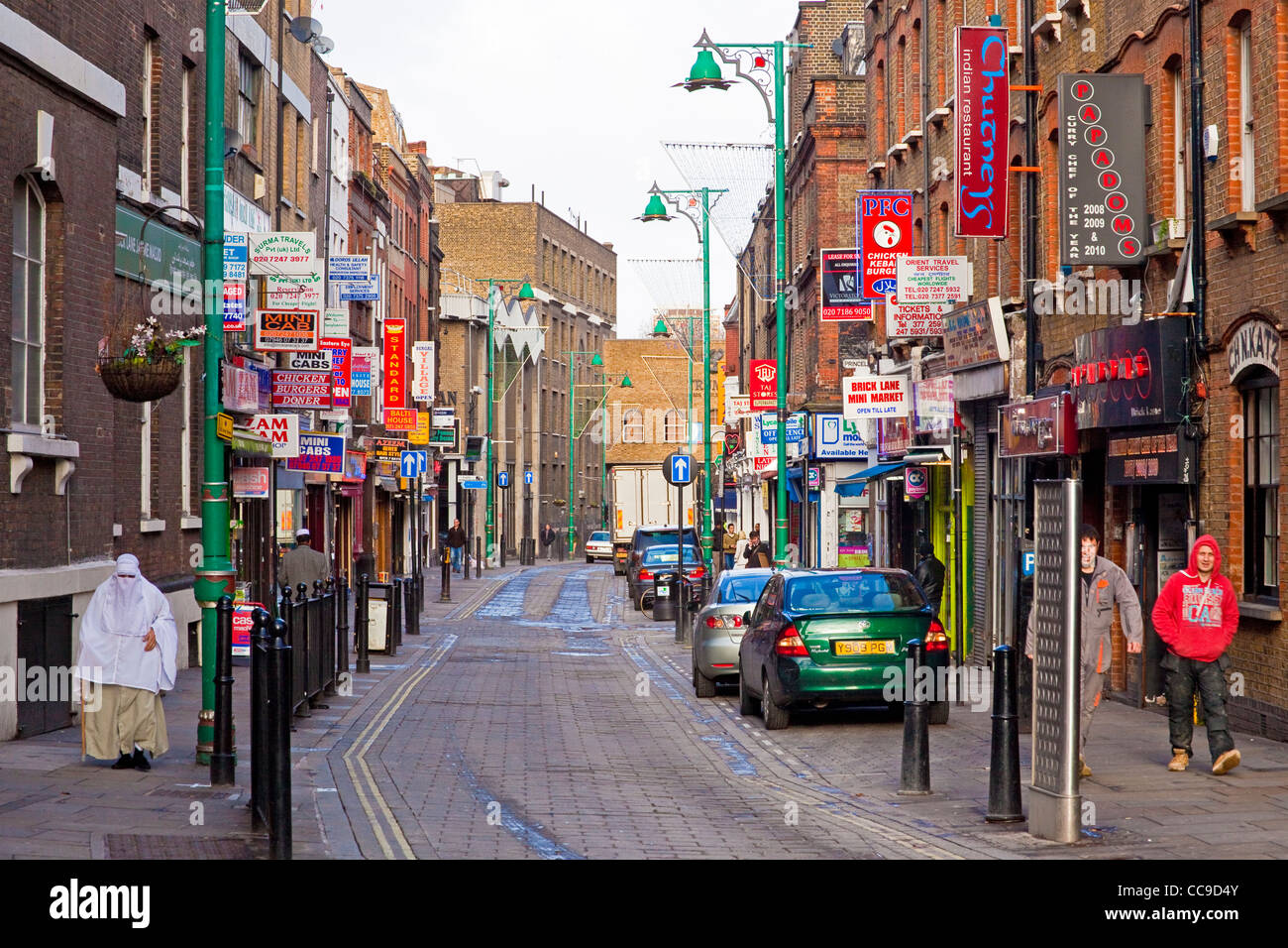 Londra, Spitalfields Brick Lane Gennaio 2012 Foto Stock