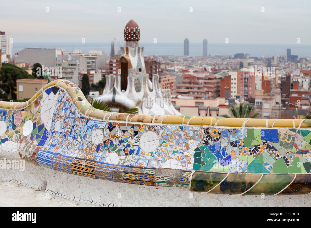 Vista su Barcellona dal Guell-Park Foto Stock