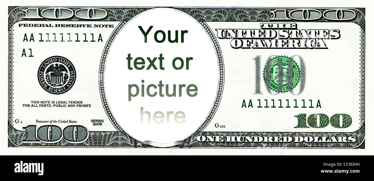 Un centinaio di dollari con un foro invece di una faccia Foto Stock