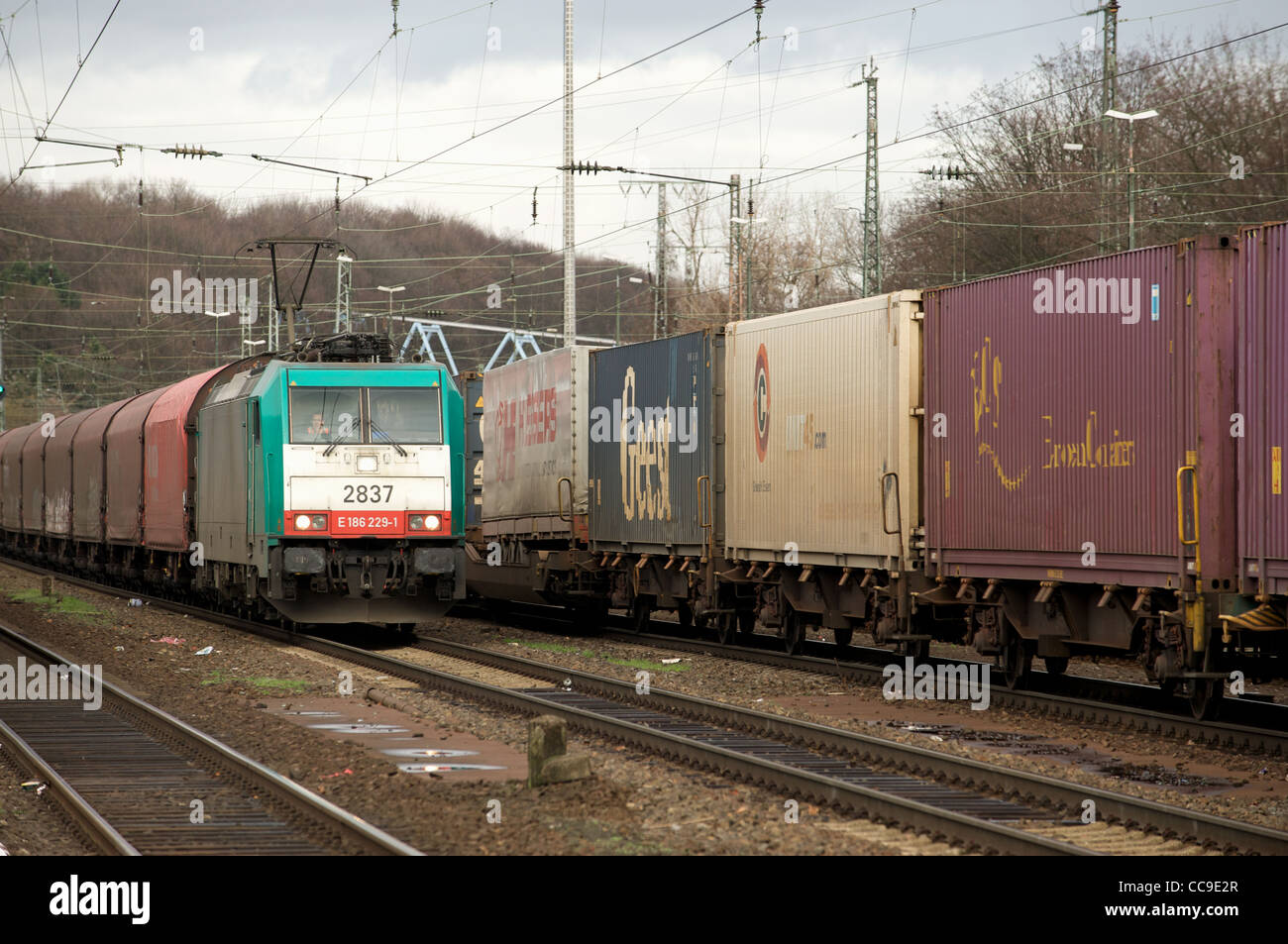 I treni merci, Germania. Foto Stock