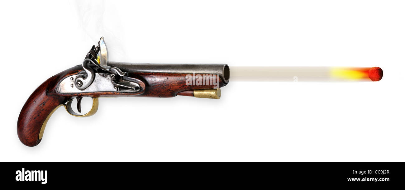 Xix secolo inglese Flintlock pistola. Foto Stock