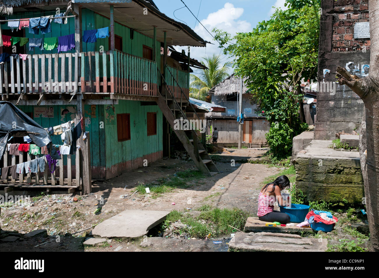 Iquitos, Perù. La baraccopoli in Belen quartiere Foto Stock