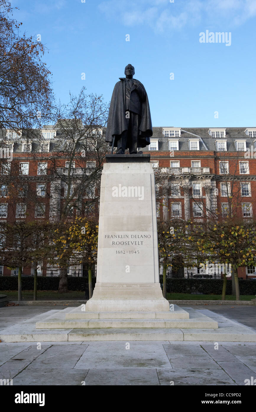 Franklin Delano Roosevelt statua Grosvenor Square Londra Inghilterra Regno Unito Regno Unito Foto Stock