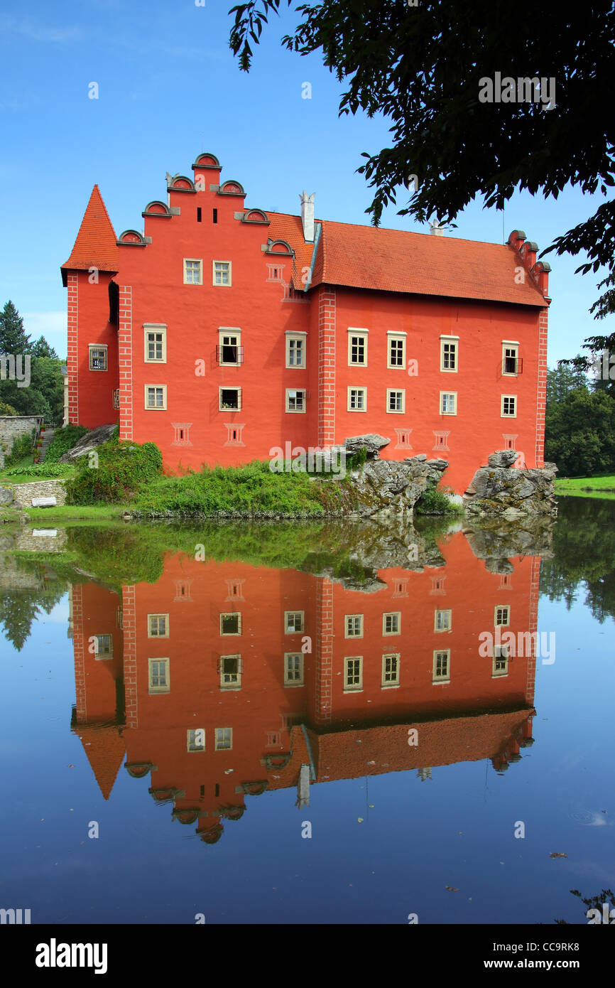 Benvenuti in Repubblica ceca - ha notato il castello rosso Cervena lhota Foto Stock