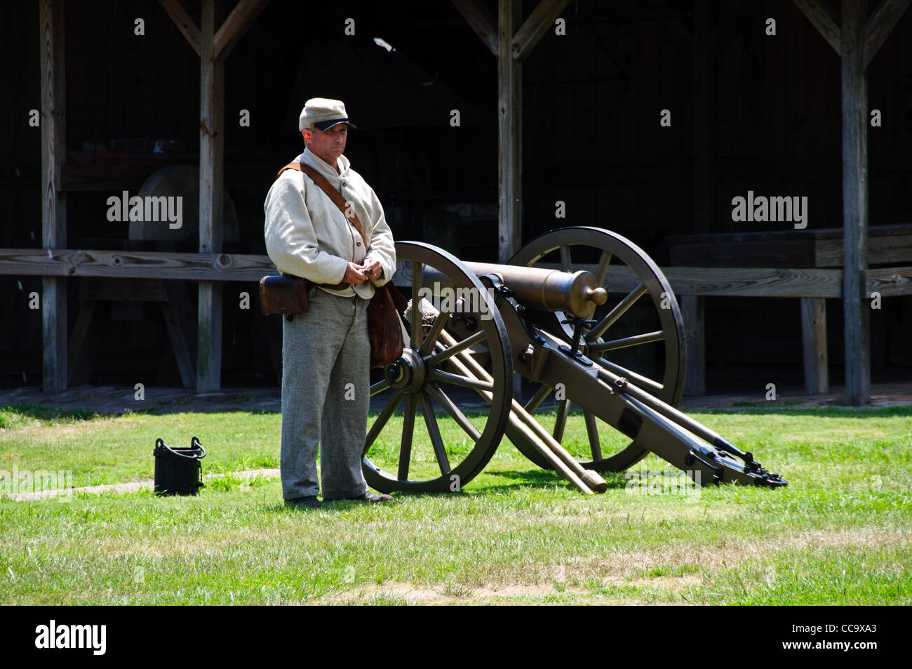 Lo sparo del cannone Display, Fort Jackson, Savannah, Georgia Foto Stock