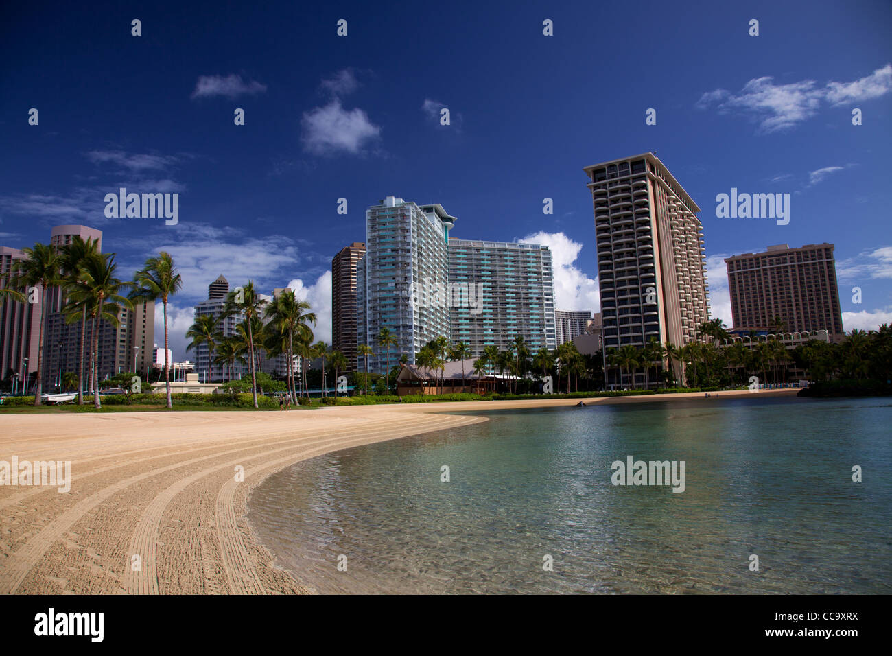 L'Hilton Hawaiian Village, della spiaggia di Waikiki, Honolulu, Hawaii. Foto Stock
