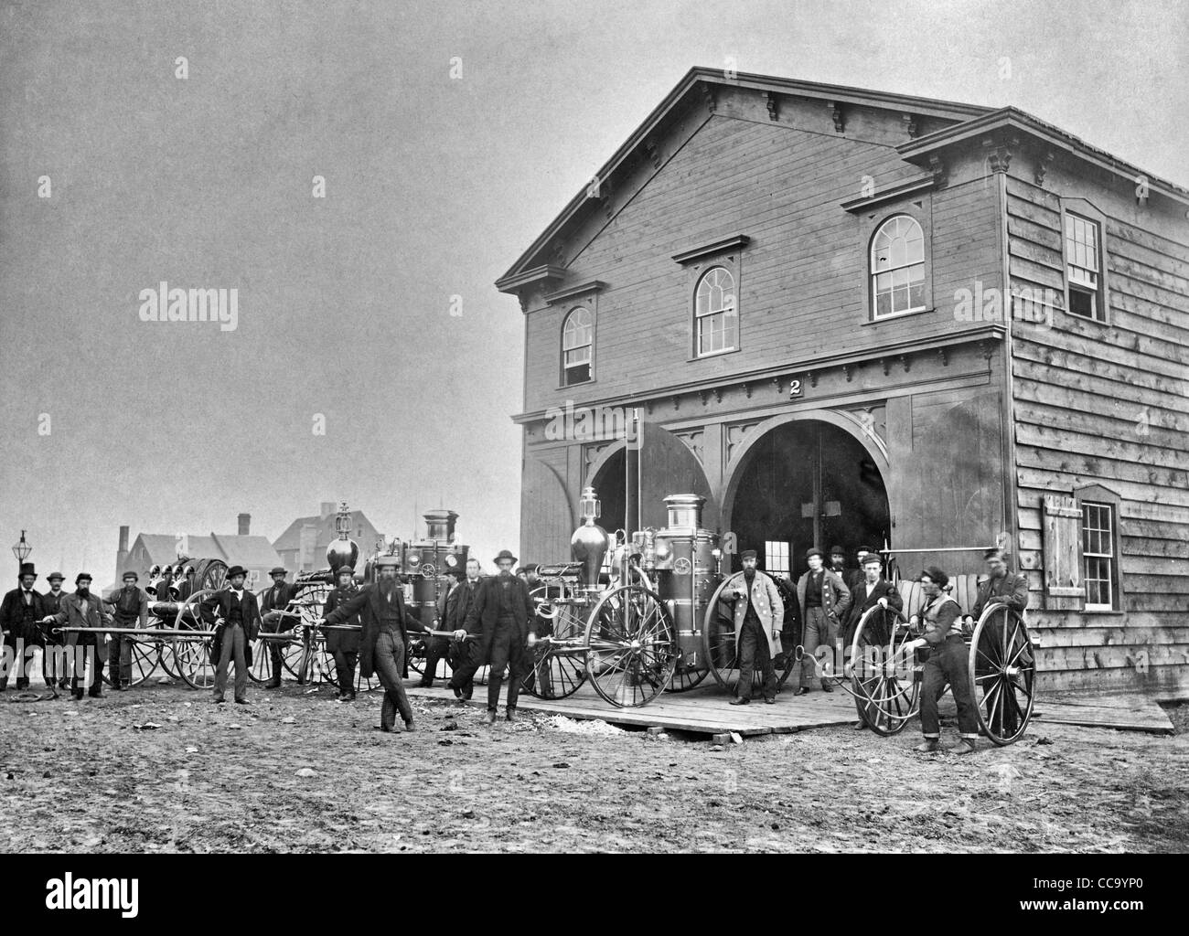 Stati Uniti Vigili del fuoco, ad Alexandria, Virginia con vapore motori Fire, Luglio 1863 Foto Stock