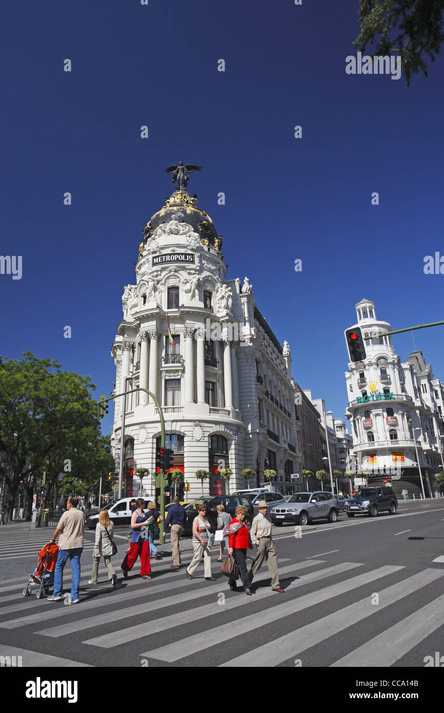 Edificio Metropolis, Gran Via, Madrid, Spagna Foto Stock