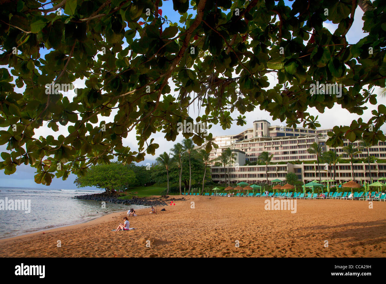 Regis Resort, Hanalei Bay, Princeville, Kauai, Hawaii. Foto Stock