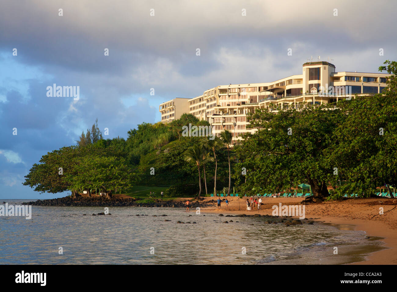 Regis Resort, Hanalei Bay, Princeville, Kauai, Hawaii. Foto Stock