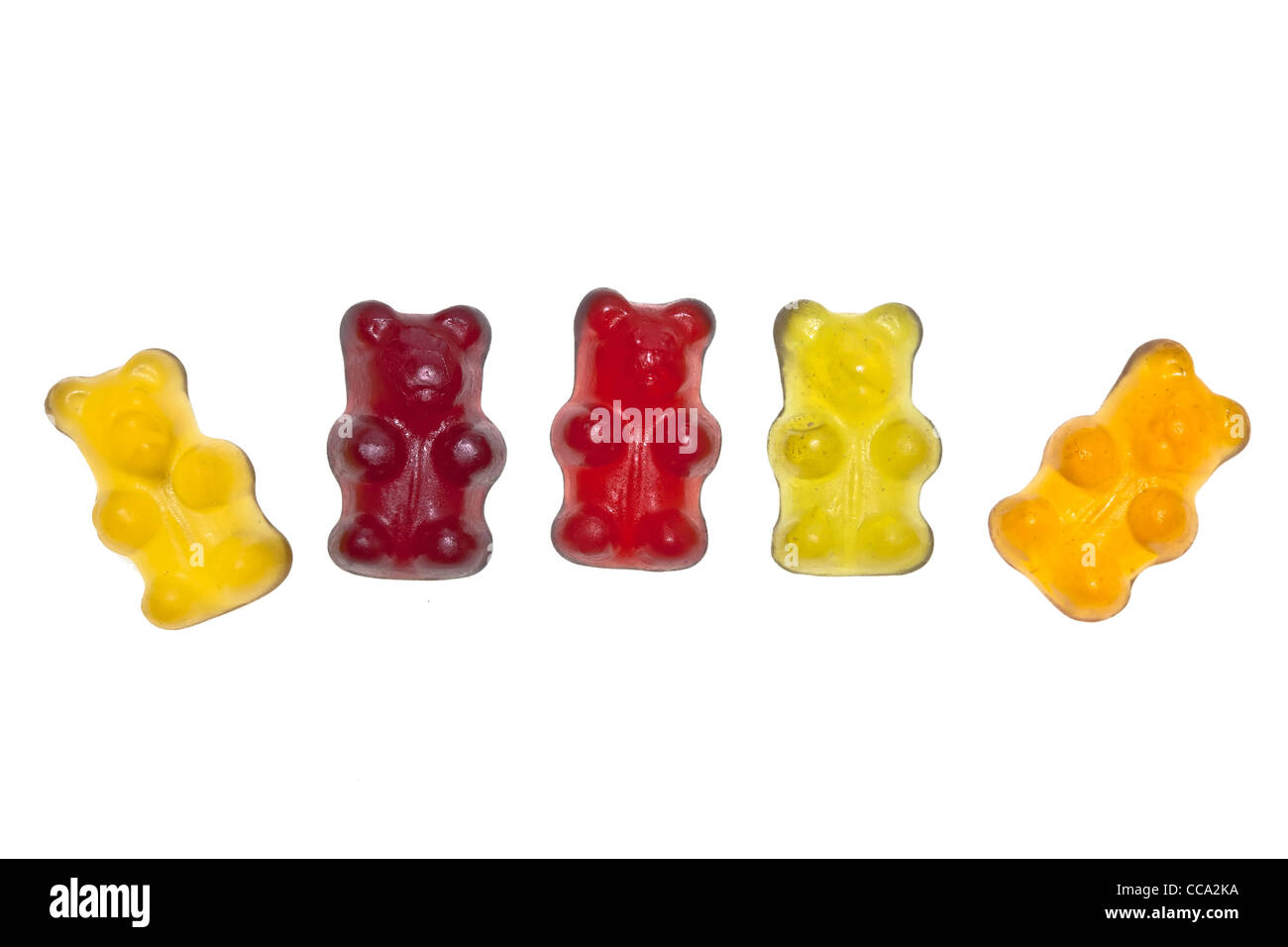 Organici di gummi bears senza gelatina, colorato e aromatizzato con succo di frutta Foto Stock