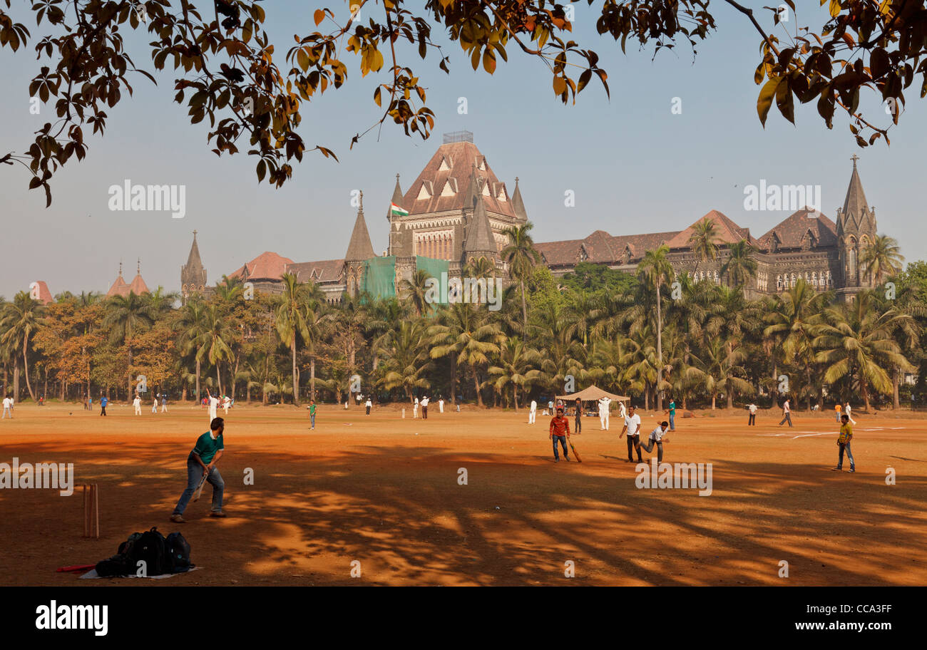 Riproduzione di cricket in il Maidan ovale, Mumbai Bombay, India Foto Stock
