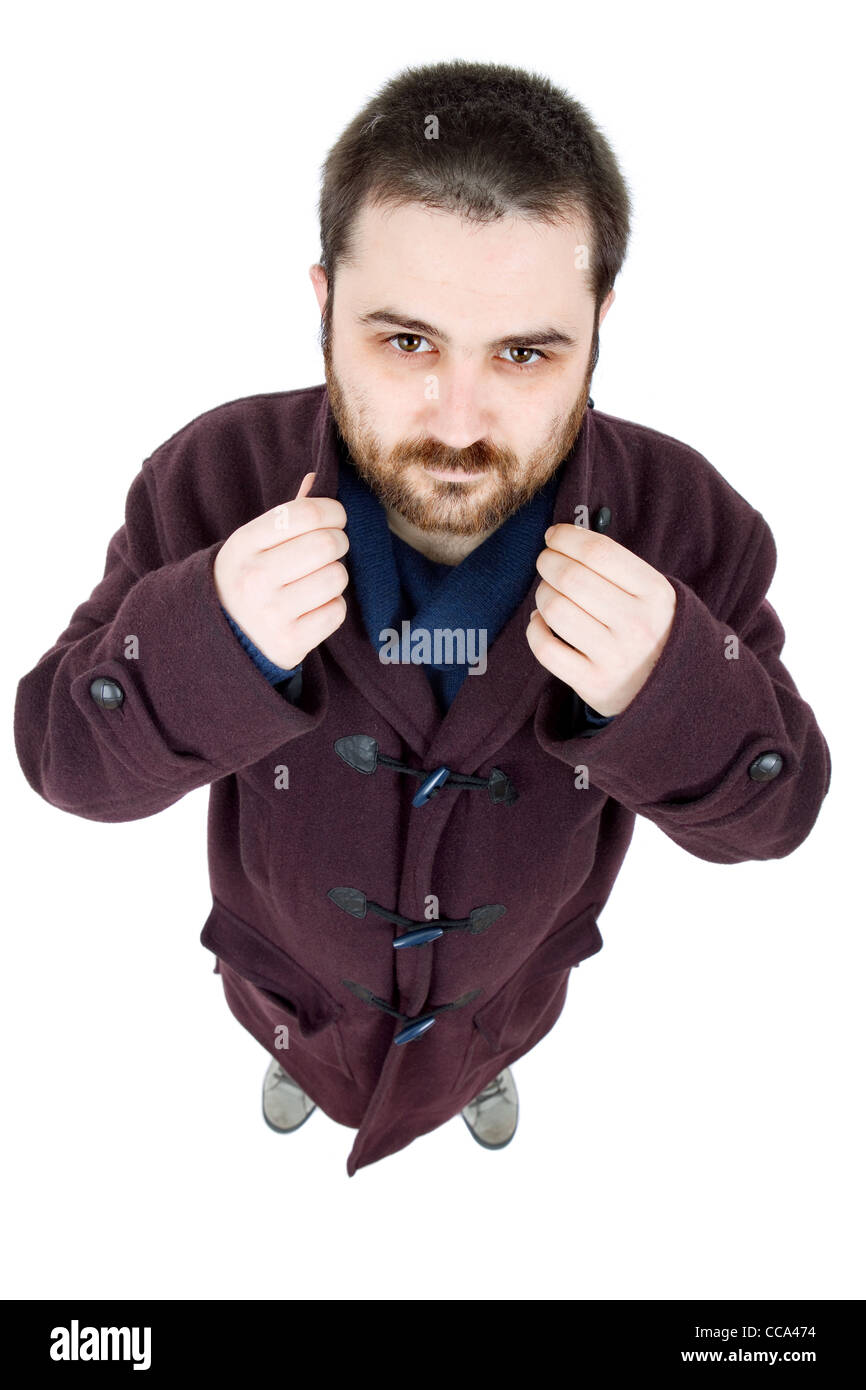 Giovane uomo informale corpo pieno isolato su bianco Foto Stock