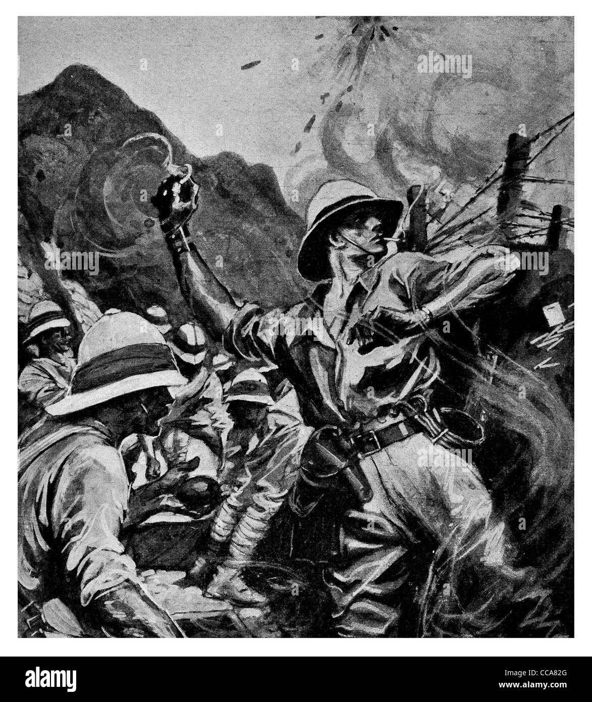 1915 Grandi William Thomas Forshaw VC 1/9th Manchester granata con calma per 41 ore su Turchi mentre la sigaretta fumare Foto Stock