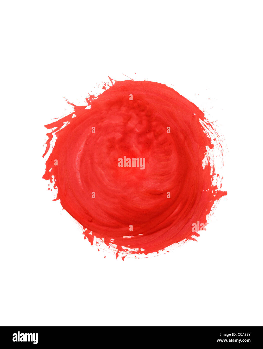 Macchia dalla vernice sfondo astratto rosso su bianco Foto Stock