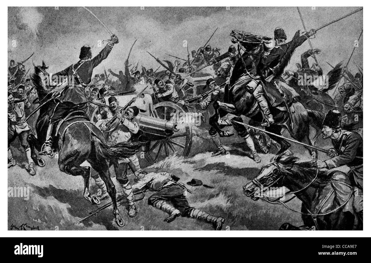 1914 Artiglieria turca annientati da cosacco non carica un superstite turco totale distruzione lancia saber fucile spada a pistola Foto Stock