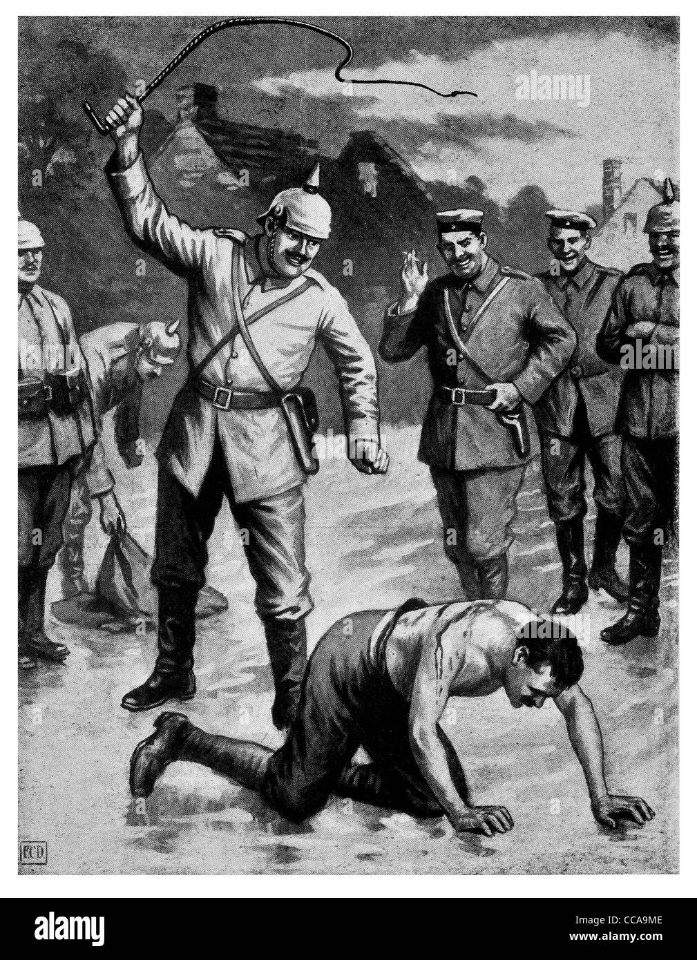 Il tedesco Hun brutalità privato tombe di Giuseppe rizza Hameln Camp 1916 tortura torturati mantecato frustino in pelle male crudele inferno fustigazione Foto Stock
