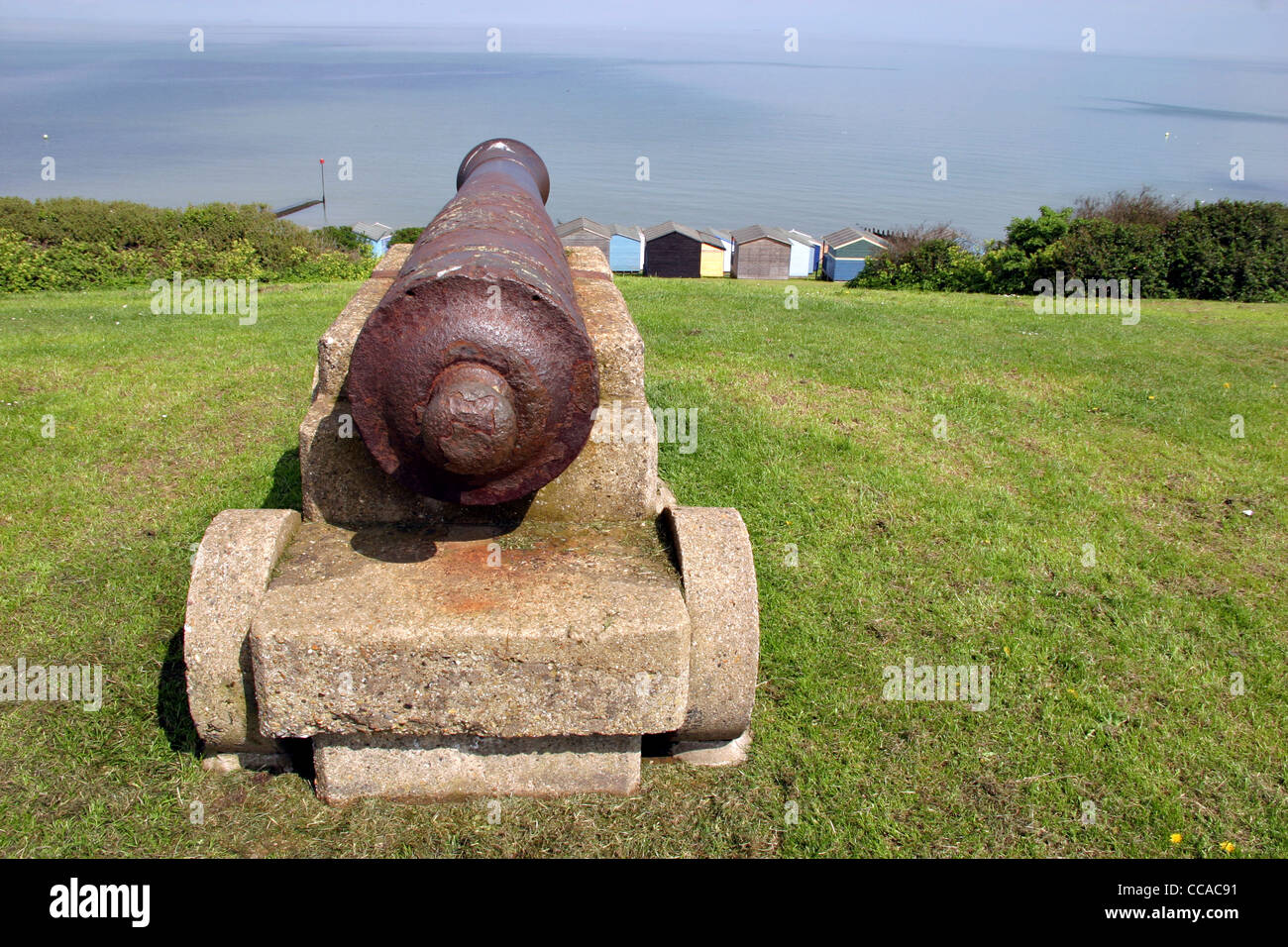 Vista del mare dal cannone al Marine Parade Tankerton piste in whitstable kent Foto Stock