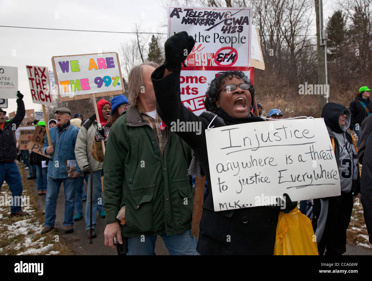 Michigan residenti protesta finanziari di emergenza legge Manager Foto Stock