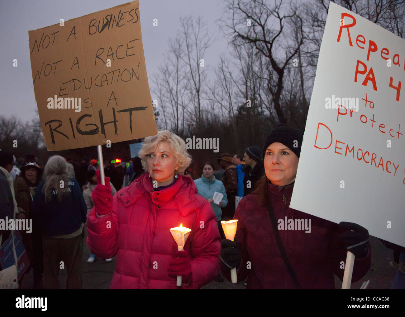 Michigan residenti protesta finanziari di emergenza legge Manager Foto Stock