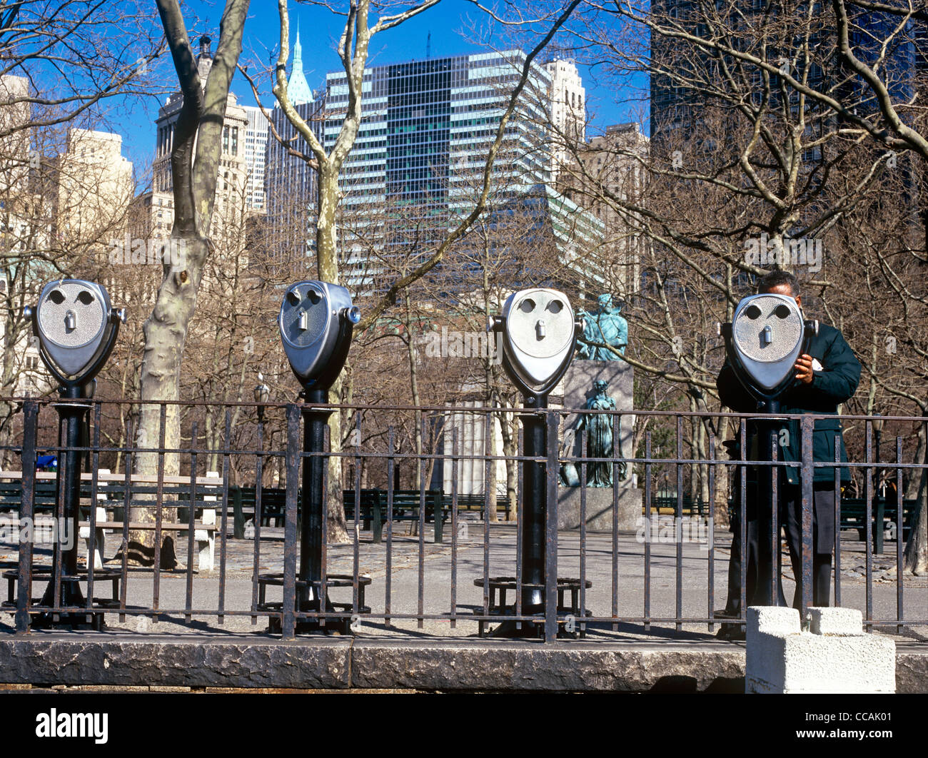 Binocolo Battery Park New York STATI UNITI D'AMERICA Foto Stock