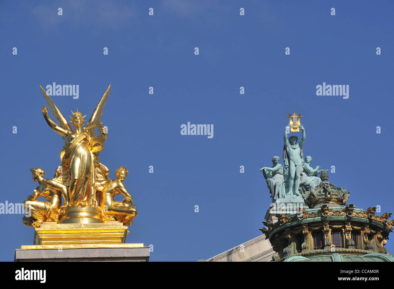 Dettagli della facciata frontale dell'Opera Garnier Parigi Francia Foto Stock