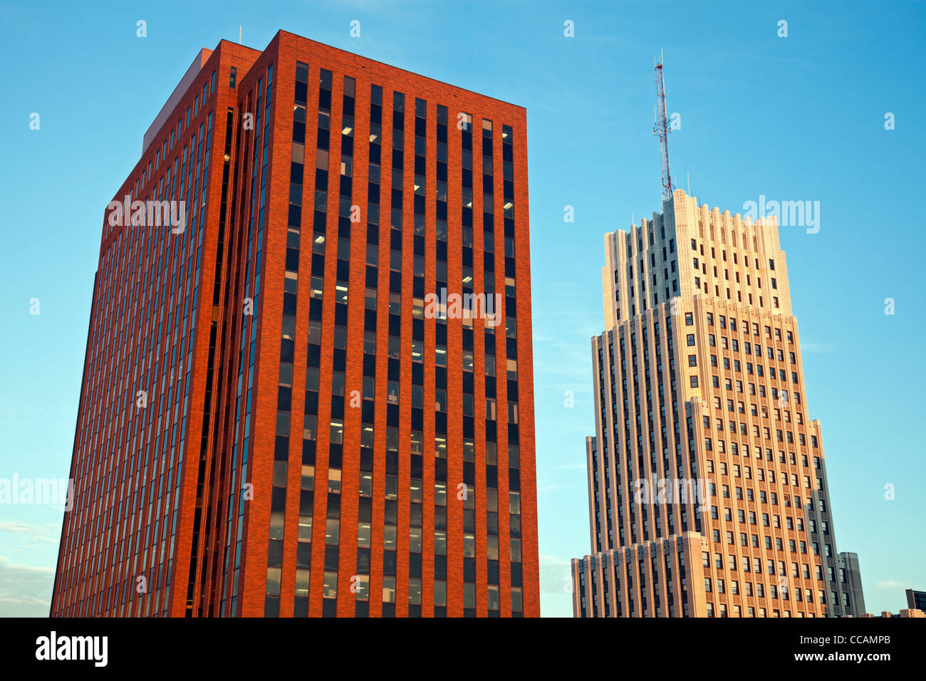 Architettura di Akron, Ohio - visto nel tardo pomeriggio Foto Stock