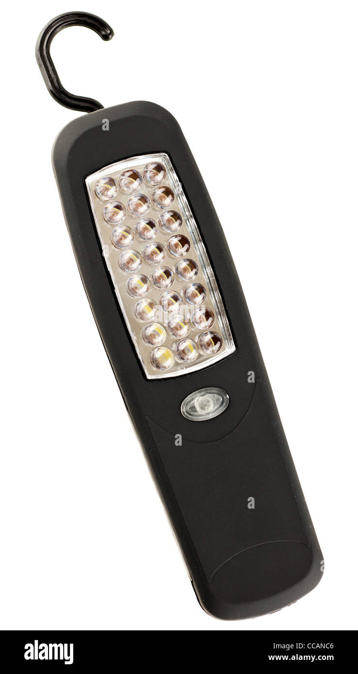 Nero in gomma è azionato a batteria 24 LED luce di ispezione con retainable gancio Foto Stock