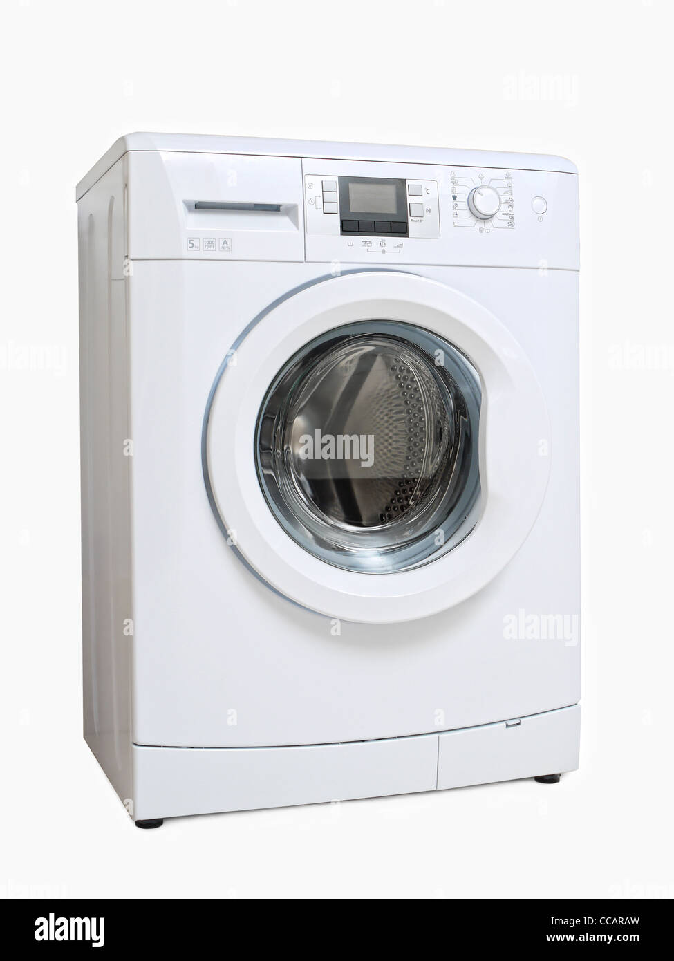 Bianco macchina di lavaggio su sfondo bianco Foto Stock
