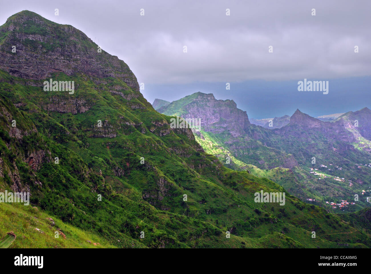 Ripide montagne, isola di Santiago, Isole di Capo Verde (Capo Verde) Foto Stock