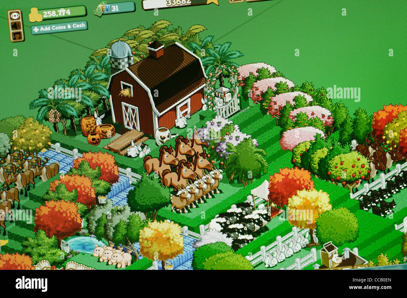 Farmville screenshot. La simulazione di agricoltura sociale gioco di rete da Zynga. Foto Stock