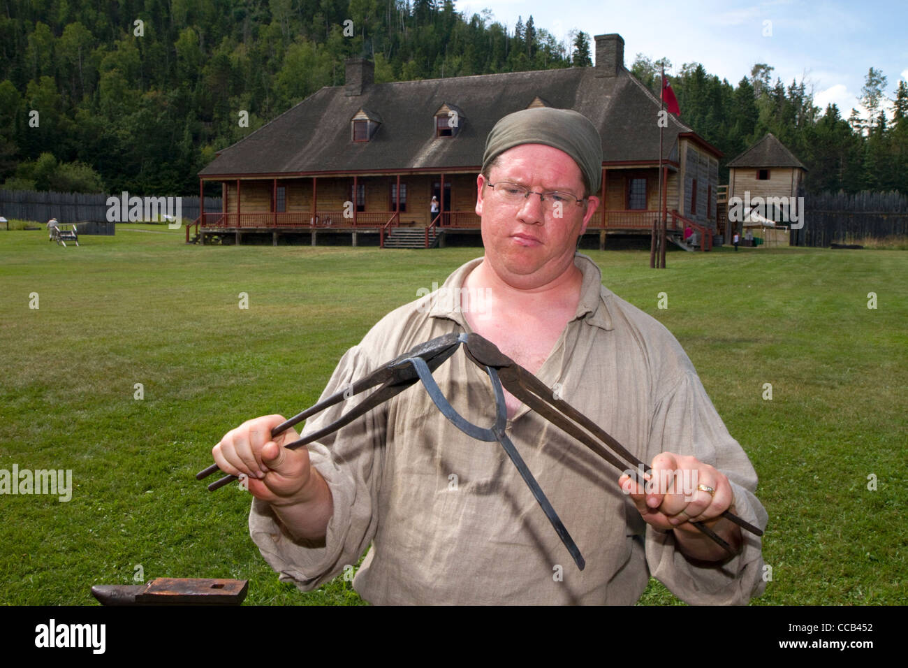Il Rendezvous rievocazione al Grand Portage Monumento nazionale sulla sponda nord del Lago Superior in Minnesota, Stati Uniti d'America. Foto Stock