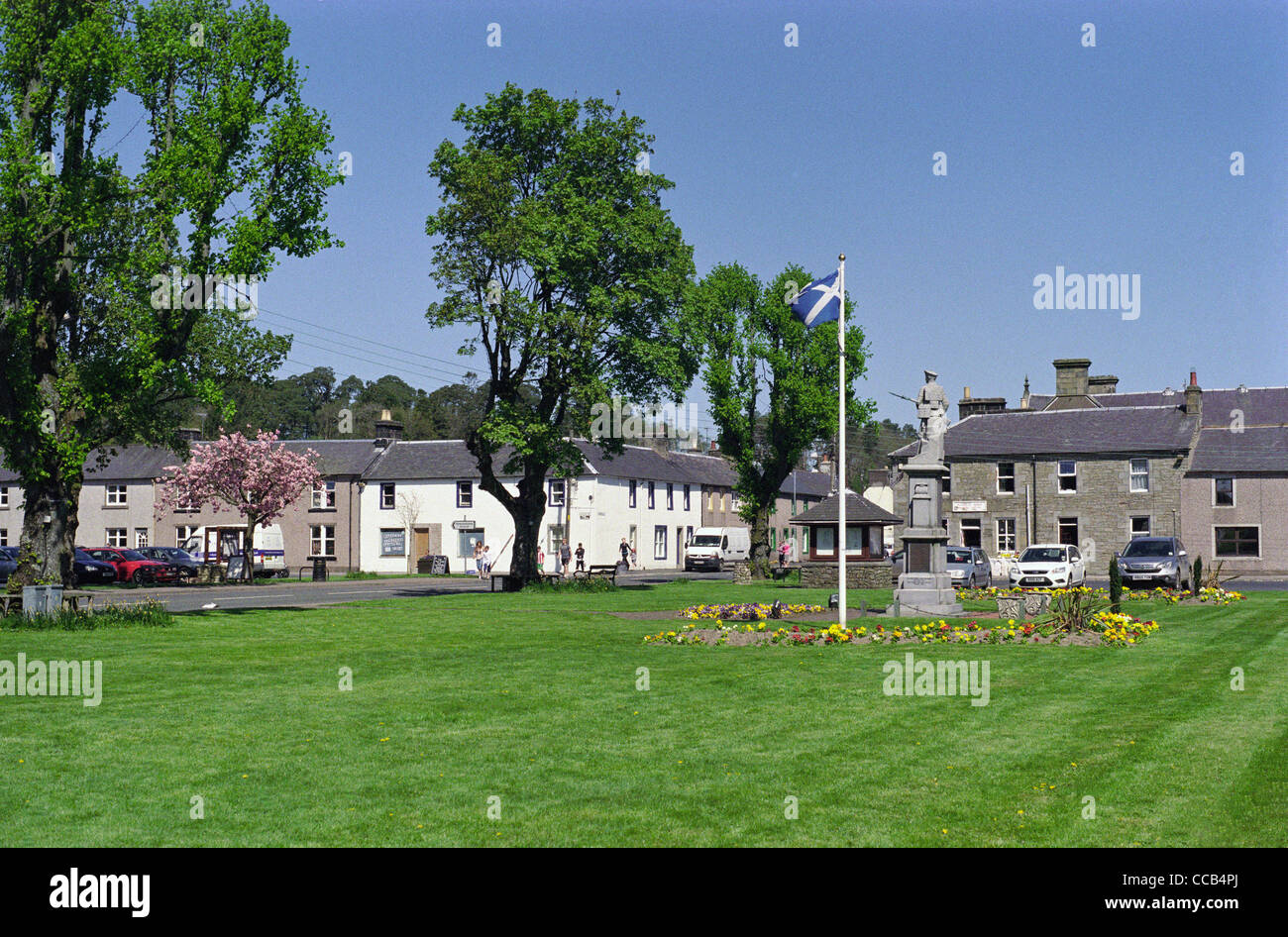 Villaggio di Newcastleton o Copshaw Holm, frontiere, Scozia in Primavera Foto Stock