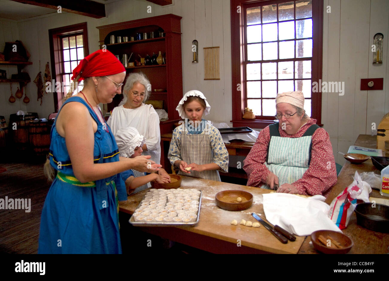 Il Rendezvous rievocazione al Grand Portage Monumento nazionale sulla sponda nord del Lago Superior in Minnesota, Stati Uniti d'America. Foto Stock