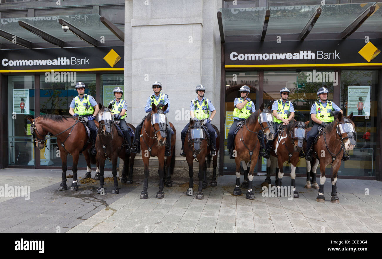 Polizia montata su cavalli. Western Australia forza di polizia. Foto Stock