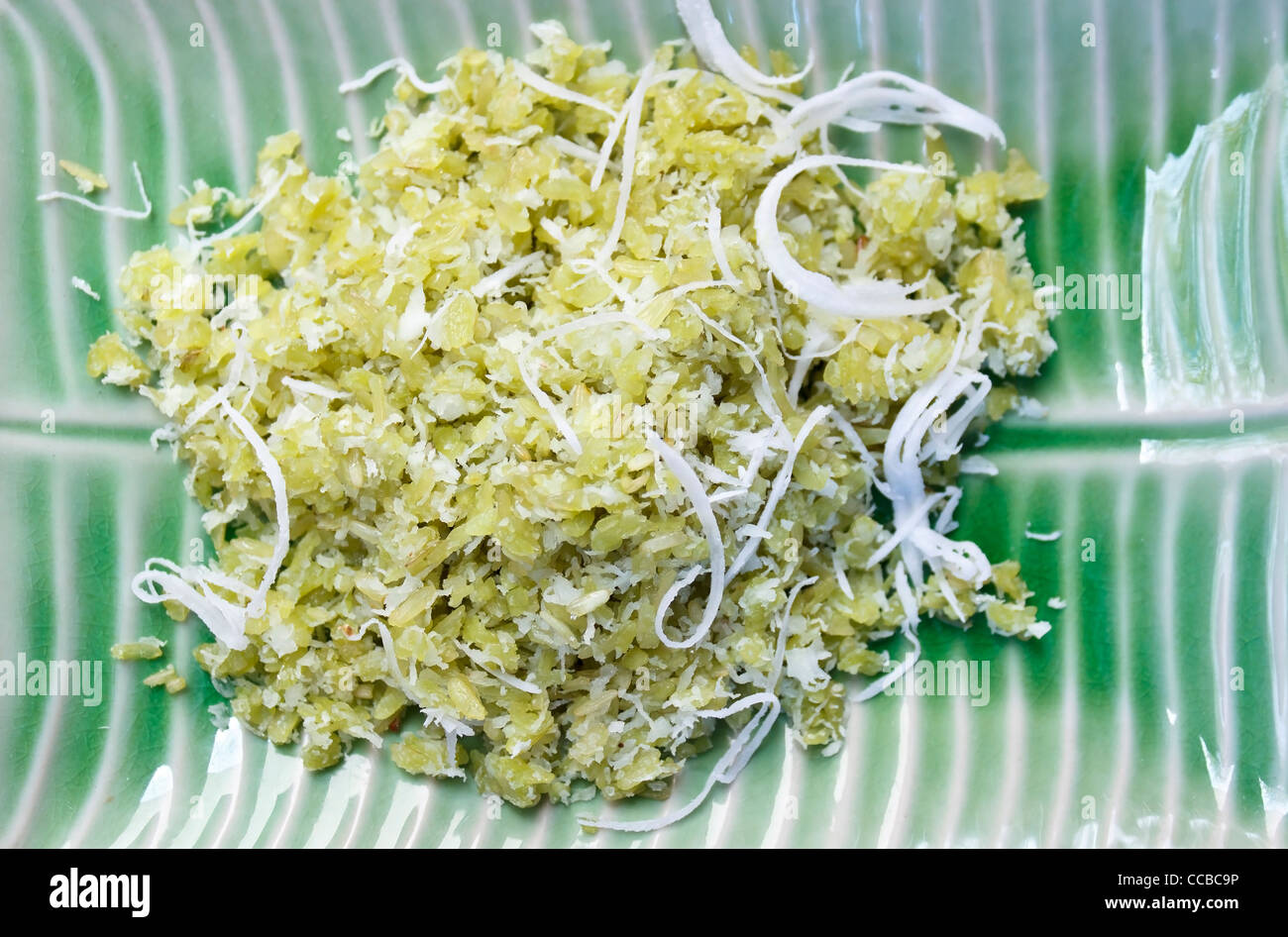 Pestate immaturo mix di riso al cocco e zucchero, Thai dessert Foto Stock