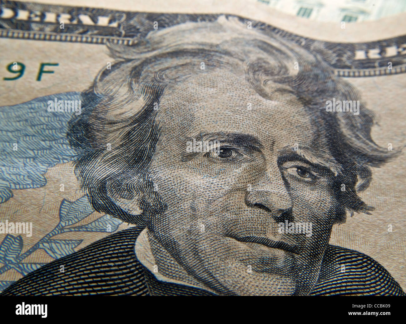 Close up di venti dollari e presidente Jackson Foto Stock