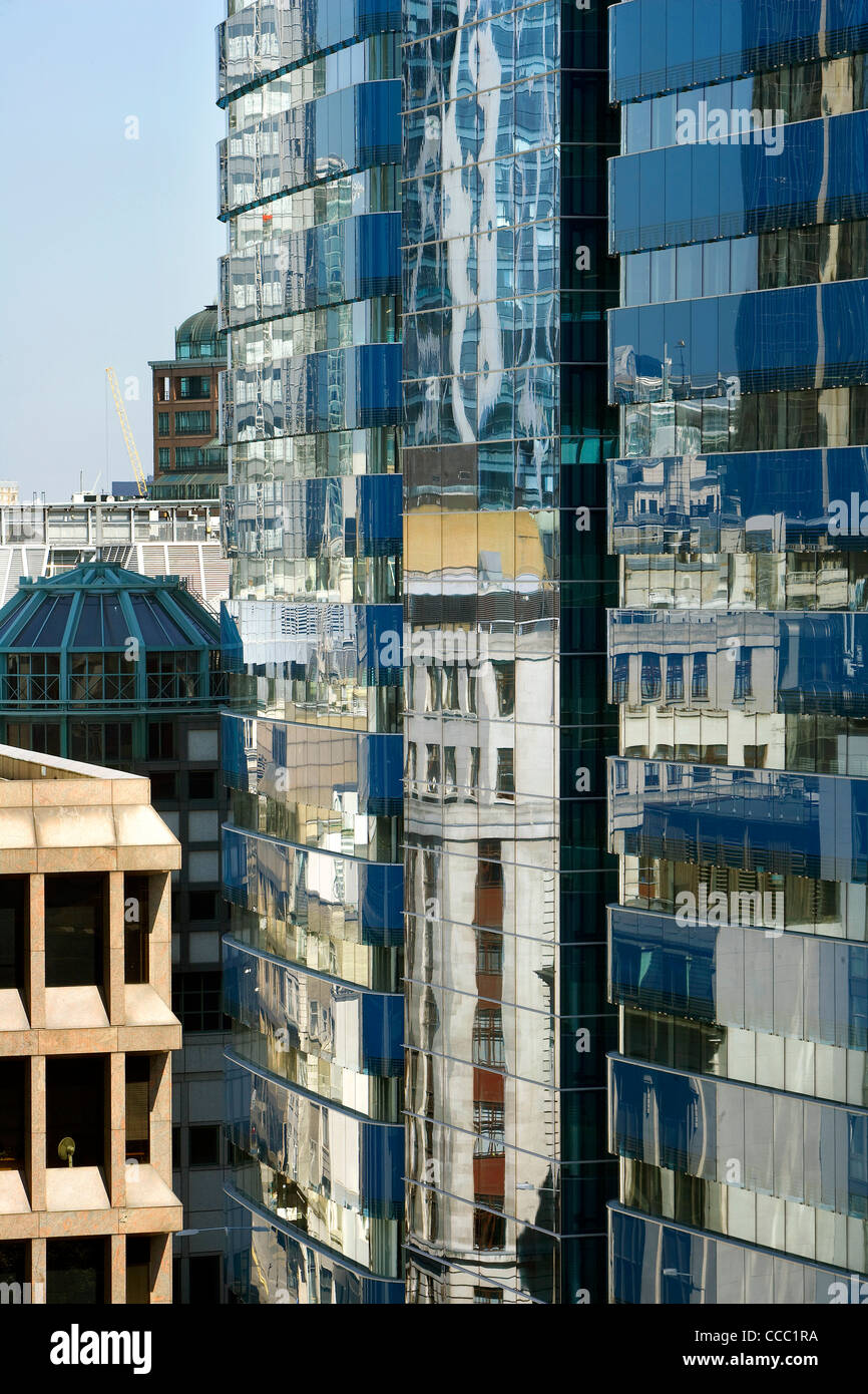 La st botolph edificio, grimshaw, London, 2010, close up esterno con riflessioni Foto Stock