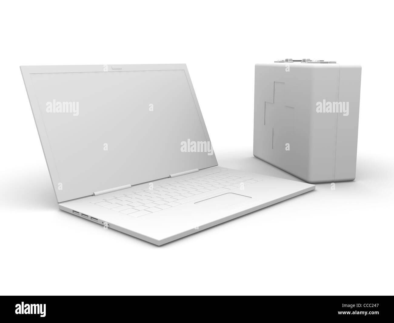 Laptop l intervento di primo soccorso Foto Stock