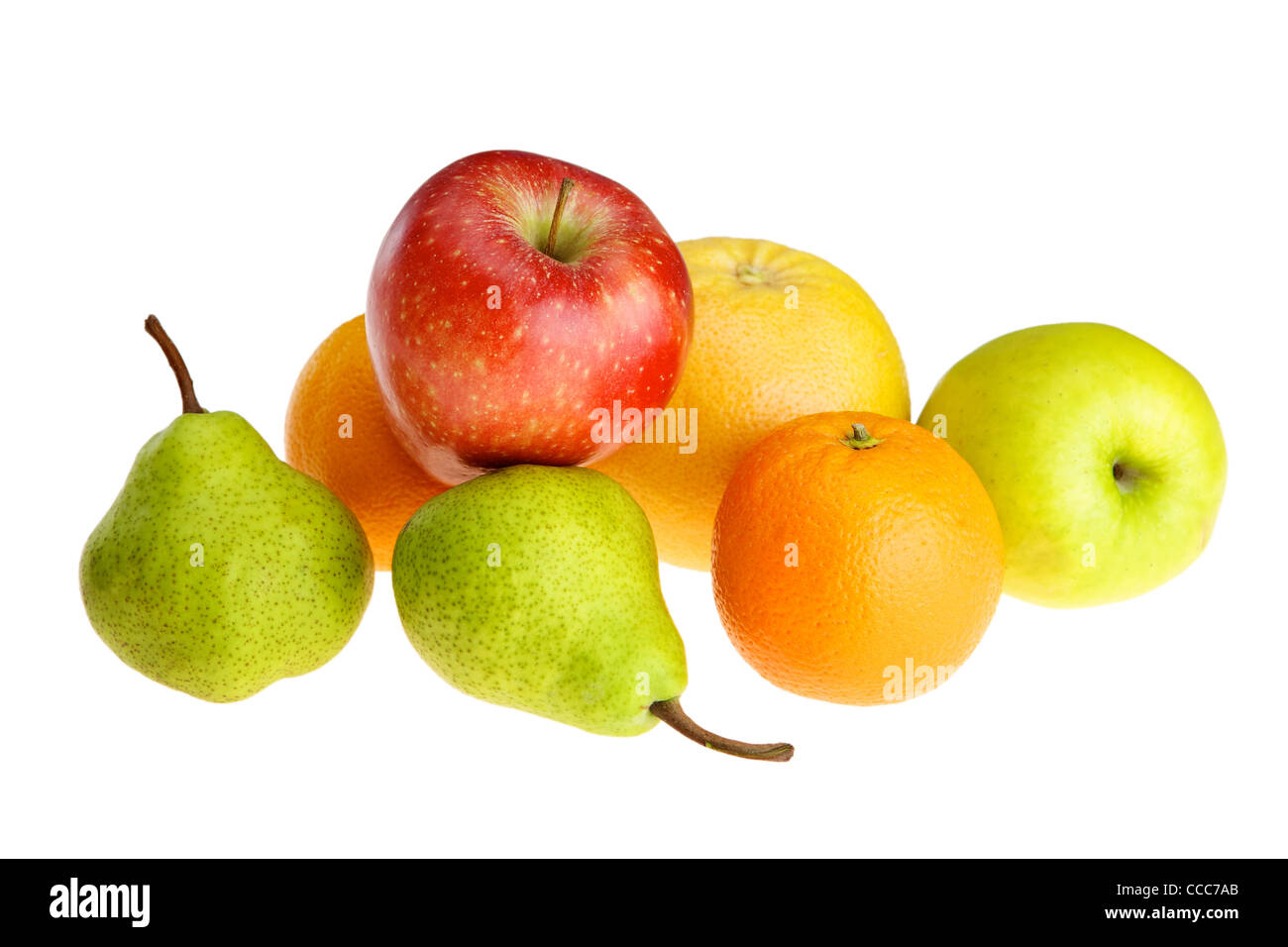 Frutti su sfondo bianco Foto Stock