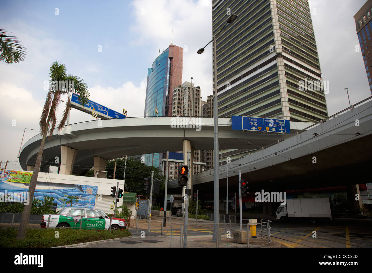 Autostrada sopraelevata su Connaught Road a ovest del distretto occidentale di hong kong RAS di Hong kong cina asia Foto Stock