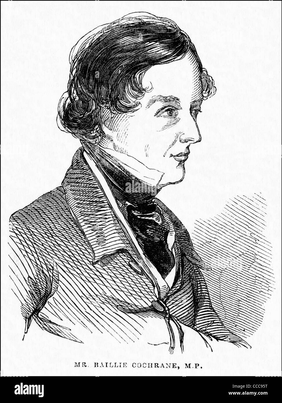 Incisione vittoriano circa 1844 Alexander Dundas Ross Cochrane-Wishart-Baillie MP primo barone Lamington (1816-1890) Tory politico Foto Stock