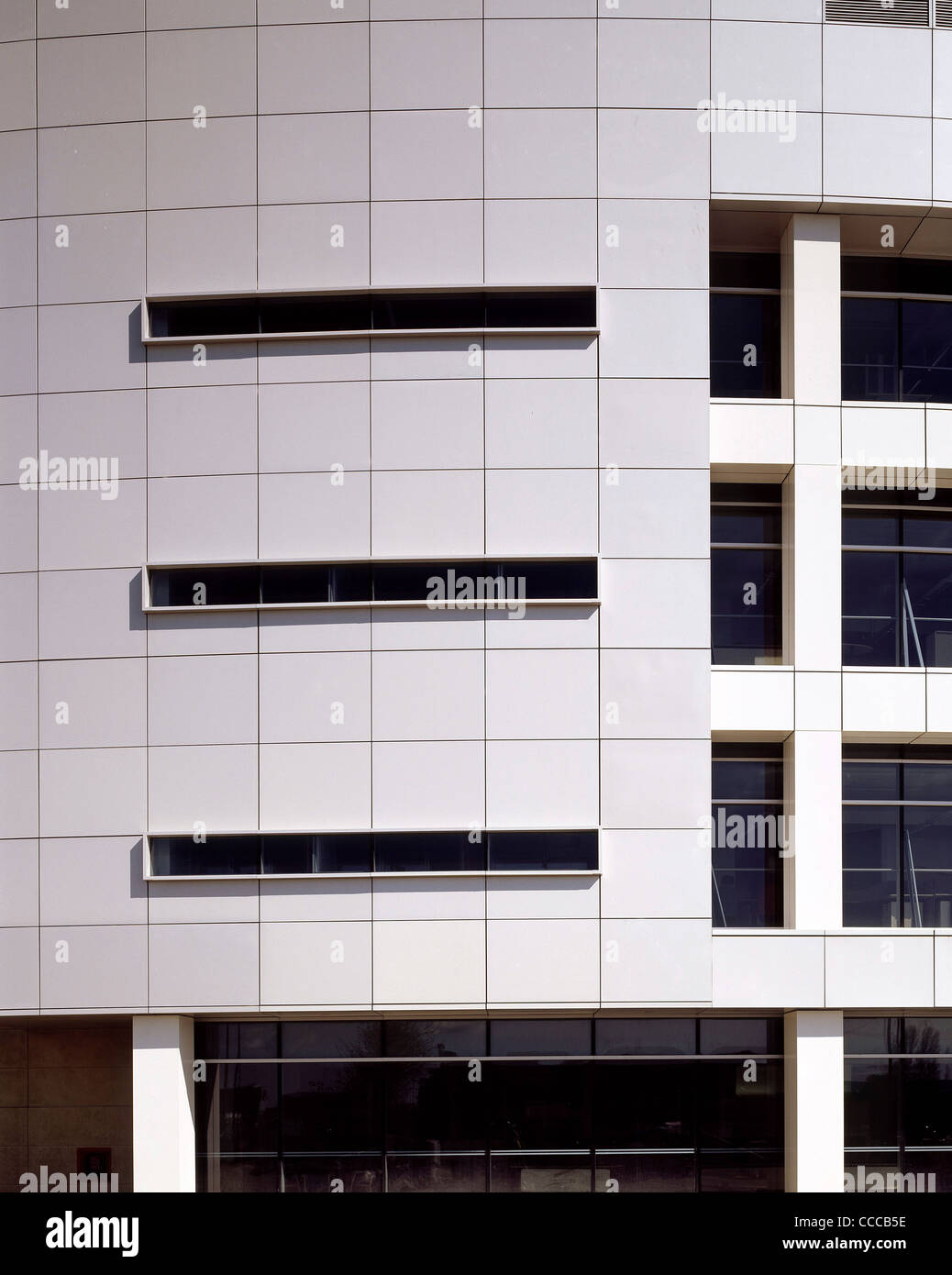La sede centrale di Pfizer ritratto di dettaglio esterno con 3 strisce di vetrate Foto Stock