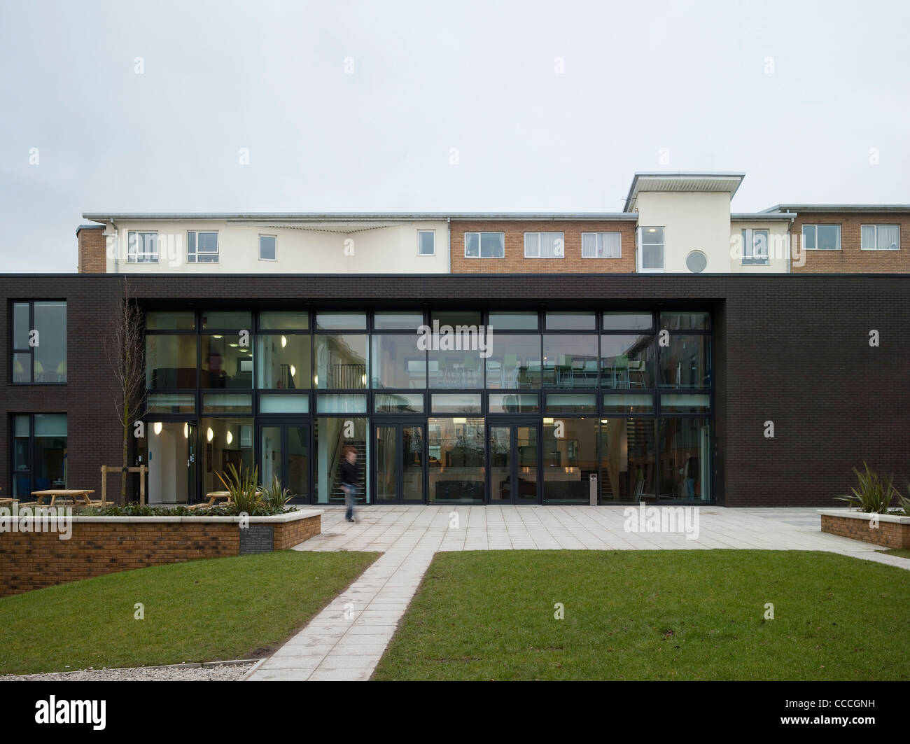 Grizedale bar lancaster university john mcaslan & partners lancaster 02/10 giorno elevazione esterna Foto Stock