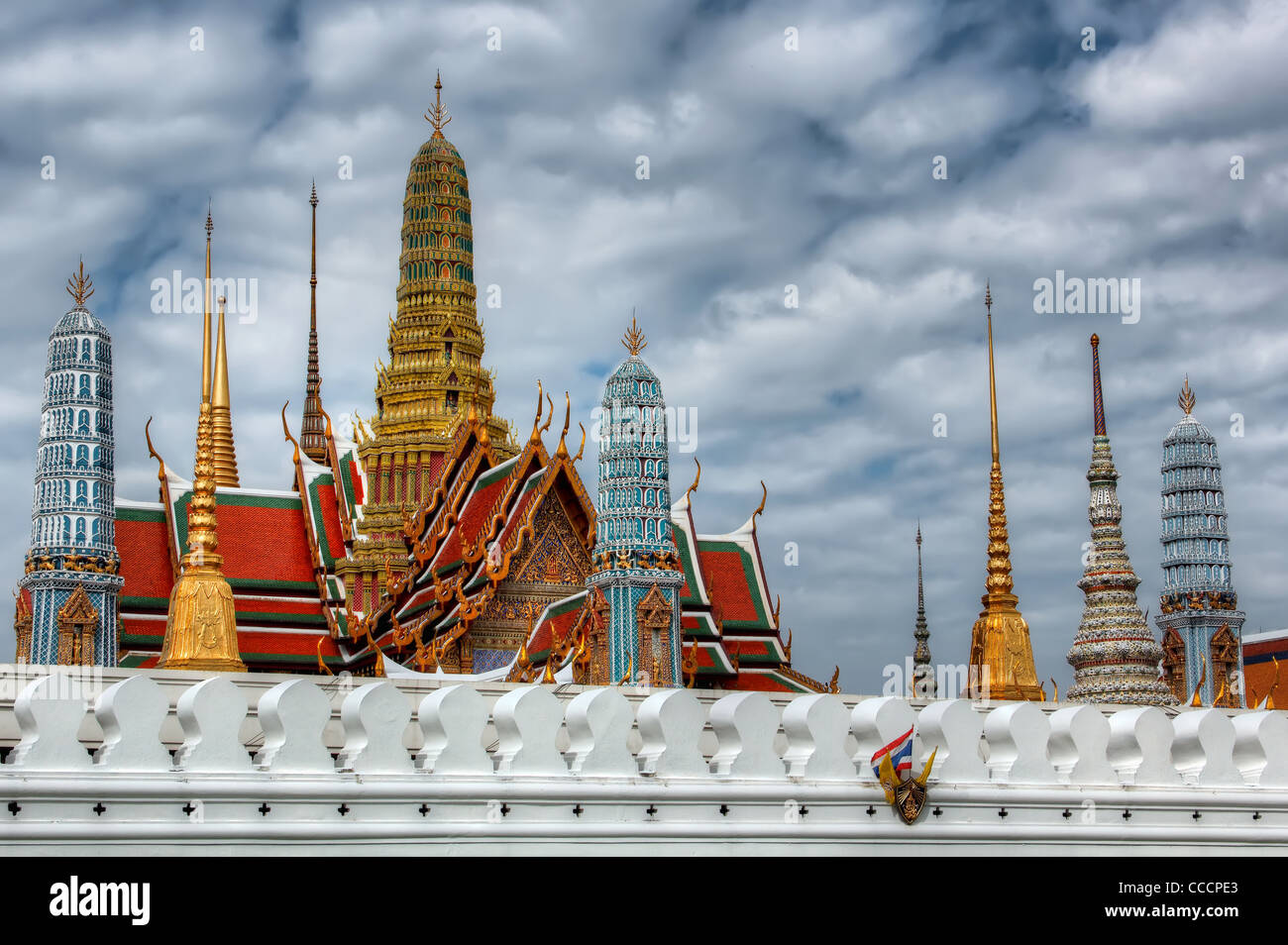 Mattina presso il Tempio del Buddha di Smeraldo di Bangkok, Tailandia Foto Stock