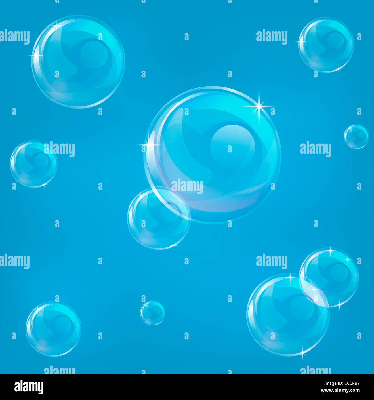 Una illustrazione blu di alcune bolle che possono perfettamente piastrellato come sfondo. Foto Stock