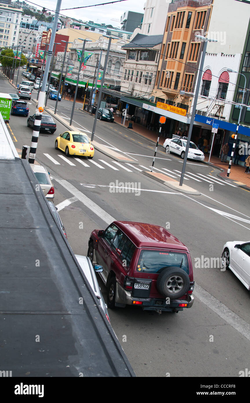 Courtenay Place nel centro città, Te Aro, Wellington, Nuova Zelanda. Foto Stock