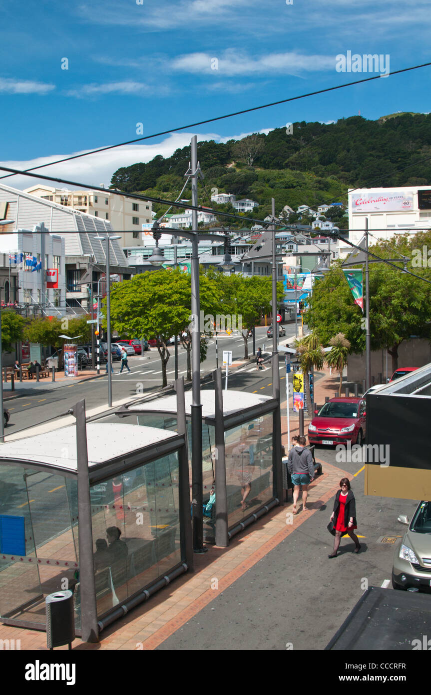 Courtenay Place nel centro città, Te Aro, Wellington, Nuova Zelanda. Foto Stock