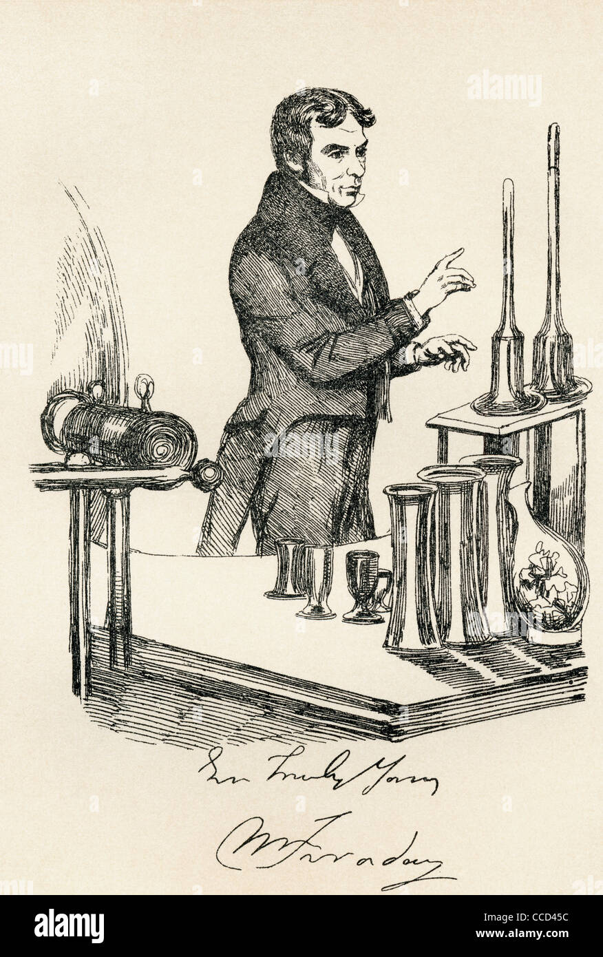 Michael Faraday, 1791 - 1867, come un giovane uomo. Inglese chimico, fisico e filosofo naturale. Foto Stock