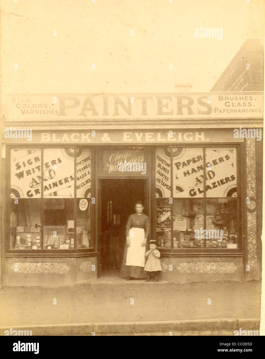 Cabinet fotografia di segno scrittore e negozio di pittori, Black & Eveleigh circa 1895 Foto Stock